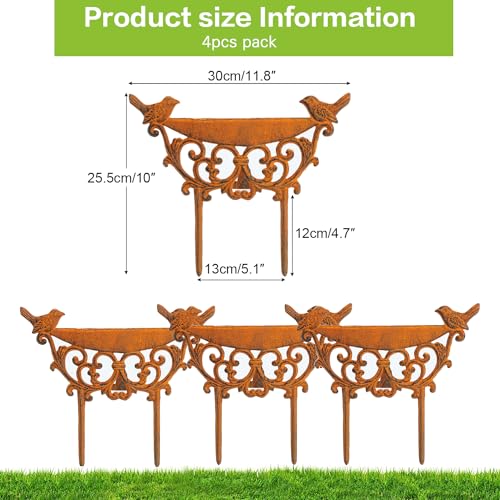 Sungmor Cast Iron Garden Edging Border, 9.9 Inches Tall, 4 Pack Rust - color: Full Rusted - 10inch Tall