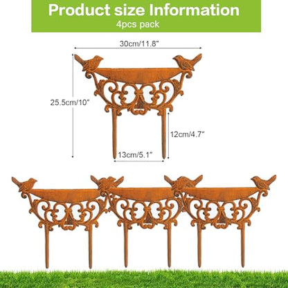 Sungmor Cast Iron Garden Edging Border, 9.9 Inches Tall, 4 Pack Rust - color: Full Rusted - 10inch Tall