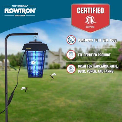 Flowtron Bug Zapper, 1.5 Acre Outdoor, Two 40W UV Bulb, 5600V Zap, Black - color: Black