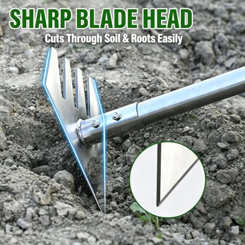 BARAYSTUS Garden Hoe Heavy Duty, Adjustable Long Handle Weeding Tool - size: Large Head: 4.1" W x 8.5" H