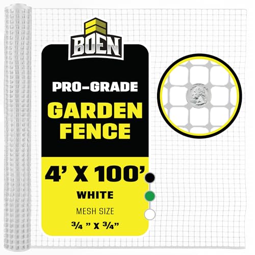 Plastic Garden Fence 4'x100' White, Mesh Roll for Dog Deer Rabbit Barrier - color: White, size: 4' x 100'