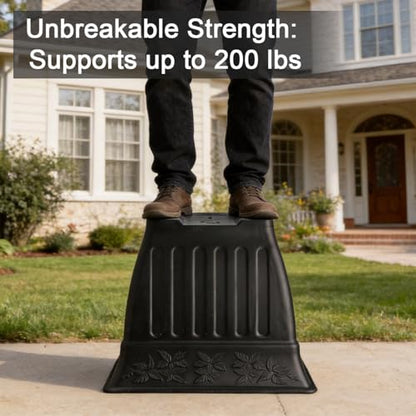 4-Pack 18 Inch Large Outdoor Planters, Embossed Leaf Pattern, Black - color: Black, size: 4P-18 INCH