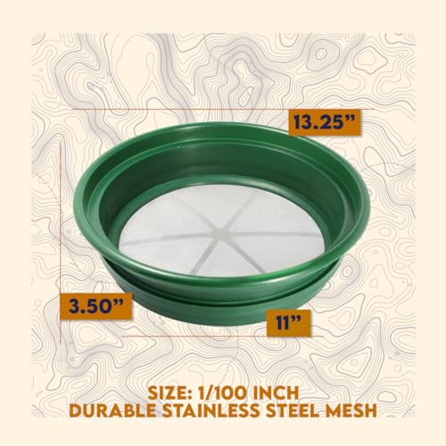 SE 13.25 Inch Wide Stackable Classifier Gold Prospecting Pan - 1/100 Inch Stainless Steel Mesh Sifting Pan, Green - size: 1/100 inch, style: Pans