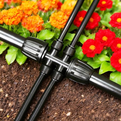 1/2 Inch To 1/4 Inch Drip Irrigation Fittings, 8 Pack Push-to-Fit 1/2" (1/2" ID x 0.65" OD) to 1/4" Drip Line Reducing Tee 1/2" x 1/4" 6 Way Splitter Connectors for Garden Irrigation System - size: 1/2" to 1/4" Drip Fittings