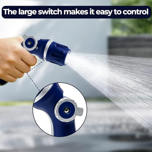 HugeDawn Garden Hose Nozzle, Heavy Duty Metal Sprayer Nozzle, Non-Slip Thumb Control, 3/4" GHT High Flow for Quick Watering & Cleaning (Blue) - color: Blue