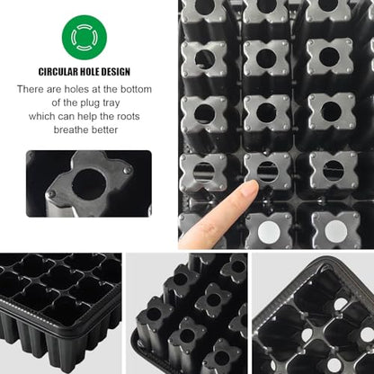 3-Pack Seed Starter Trays with 5" Tall Humidity Domes & 54-Cell Deep Trays - size: 3p Trays+Domes+54 Cells