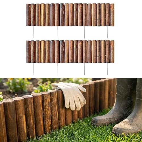 LaLaGreen Wooden Fence Panel (30x8in, 2 Pack) Flower Garden Edging Border - size: 8" x 2 Pack