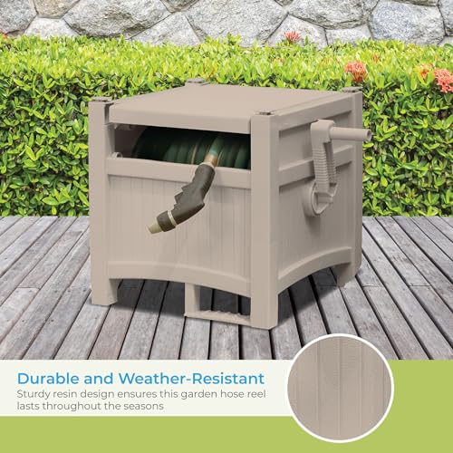 Suncast 100' Garden Hose Reel Hideaway for 5/8" Vinyl Hose, Light Taupe - size: 100' (Light Taupe)