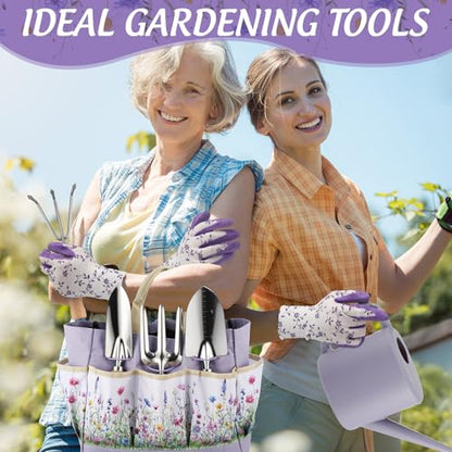 21 Pcs Gardening Gifts for Women Heavy-Duty Garden Tool Set - color: Purple