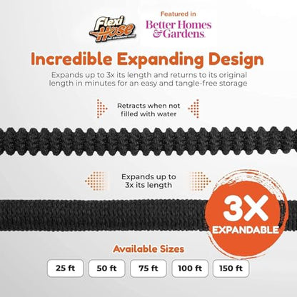 Flexi Hose with 8 Function Nozzle, 150FT - Lightweight Expandable Garden Hose, No-Kink Flexibility, 3/4 Inch Solid Brass Fittings and Double Latex Core - size: 150ft