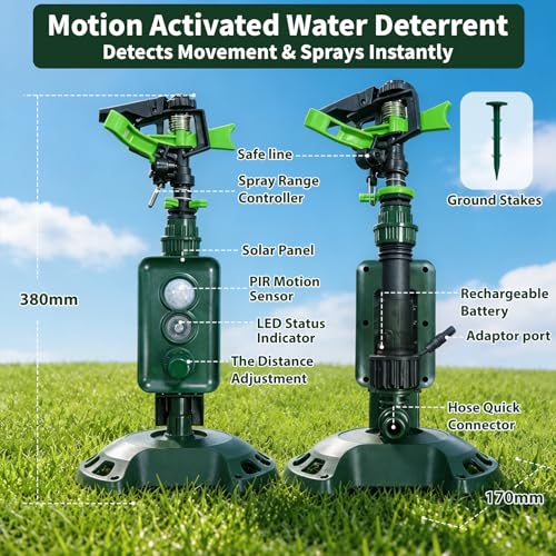 Solar Motion-Activated Animal Repellent Water Sprinkler