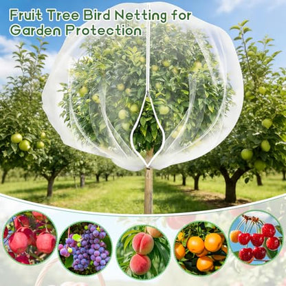 15X15 Feet Large Fruit Tree Netting Garden Netting with Zipper and Drawstring Plant Netting Insect Bird Cover for Fruits Vegetables Tree Garden Shrubs Protection - size: 15x15FT