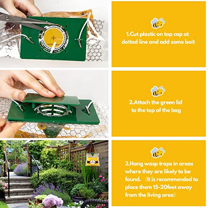 8 Pack Disposable Wasp Traps Outdoor Hanging, Bee Bags Traps for Outside