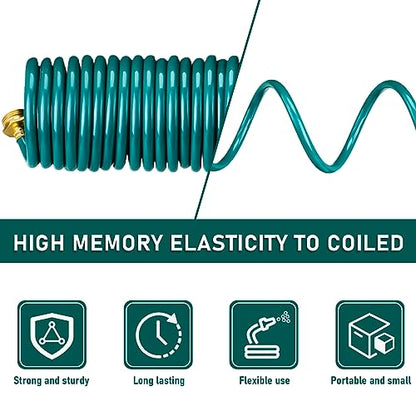 Pangda Expandable Coil Garden Hose 50 Ft with Spray Nozzle, Green - color: Green, size: 50 Ft