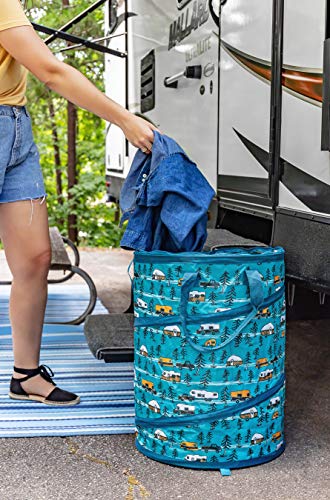Camco Pop-Up Utility Container - Use as Collapsible Trash Can When Camping - Holds 30-Gallon Kitchen-Size Trash Bags - Stands 2-Ft Tall & Collapses for RV Storage and Organization (42990) - color: Teal