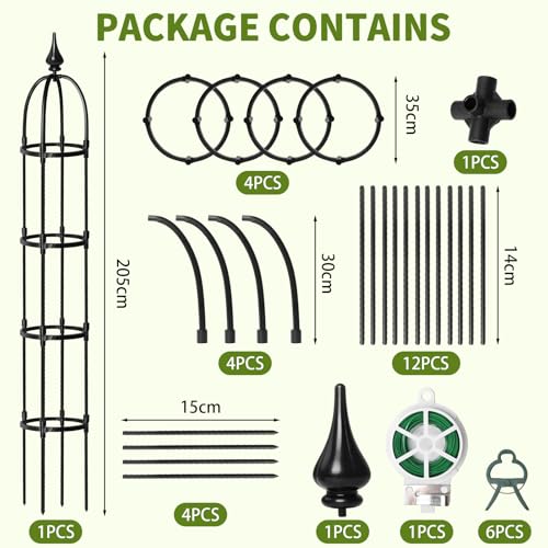 1 Pcs 6.7FT Garden Obelisk Trellis Climbing Plant Support - size: 6.7FT(1Pcs)