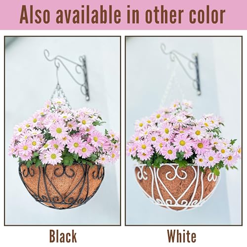 LaLaGreen Hanging Baskets (12 in, 6 Pack) Black Coco Liner Plant Pots - size: 12" (30 cm) x 6 Pack