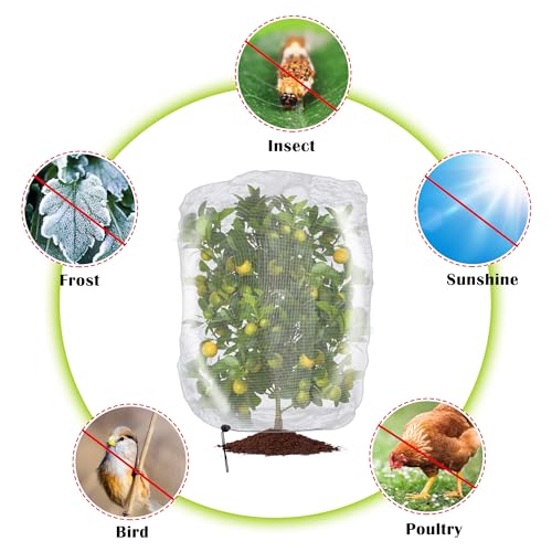 6 Pcs Insect Bird Barrier Tree Net, 3.9 x 3.2 Ft Garden Netting Plant Cover - color: 6 Pcs, size: 3.9x3.2 ft
