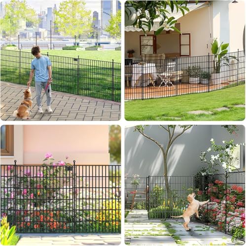 15 Panels No Dig Garden Fence with Gate, 32 in(H) X36.3 ft(L) Metal Fence Panels, Thickened Rustproof Garden Fencing, Animal Barrier Fence for Dogs, Rabbits, and Patio - size: 32 in(H)×29in(L)