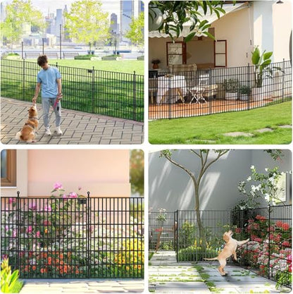 15 Panels No Dig Garden Fence with Gate, 32 in(H) X36.3 ft(L) Metal Fence Panels, Thickened Rustproof Garden Fencing, Animal Barrier Fence for Dogs, Rabbits, and Patio - size: 32 in(H)×29in(L)