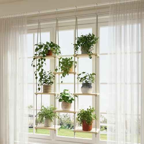 Window Plant Shelves Hanging Rack for Indoor Home Decor, 8-Tier