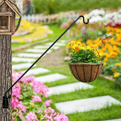 MIXXIDEA 2 Packs Heavy Duty Extended Reach Wall Mounted Deck Hook Wall Pole, Wall Bracket Direction and Length Adjustable Plant Bracket for Bird Feeders, Planters, Suet Baskets, Lanterns, Wind Chimes - size: 43in Long Wall Mounted Hook-2 Packs