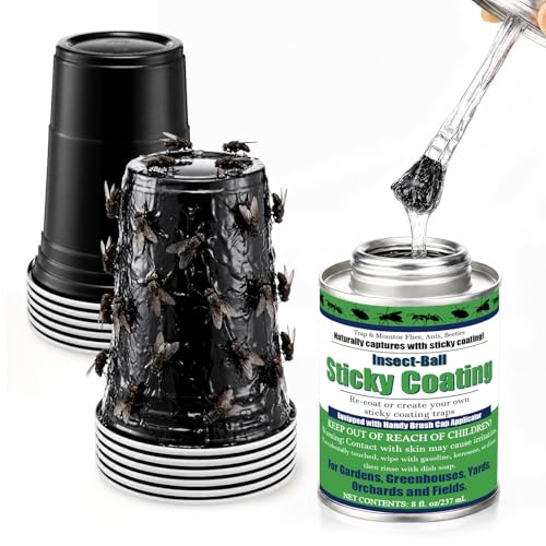 Sticky Coating Insect Trap, 8 Oz with Brush,Biting Fly Trap Kit - color: Black Cup
