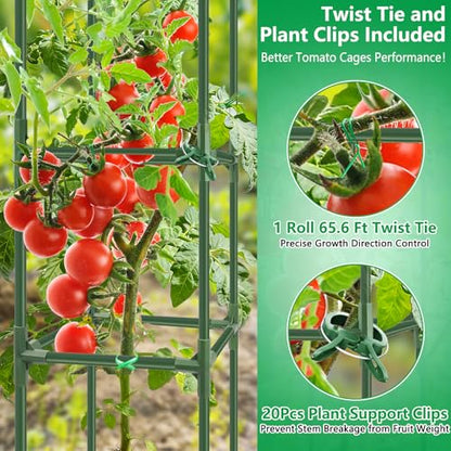 6 Pack 49" Square Tomato Cages, Heavy Duty Steel Tomato Trellis Kit - size: 6PCS Cages