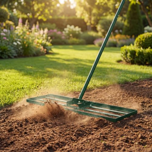 COSTWAY 30x10 Inch Lawn Leveling Rake (Green, 30"x10") - color: Green