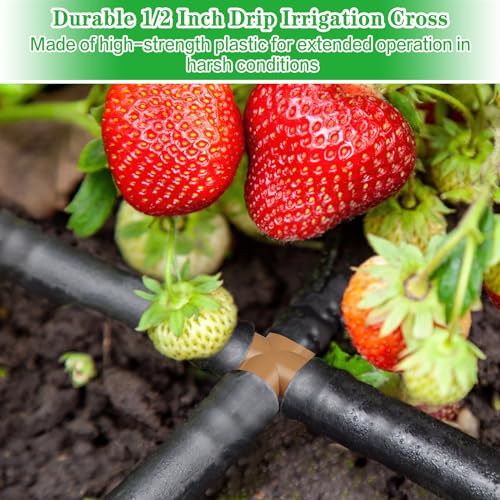 12 Pieces Drip Irrigation Barbed Cross Fittings： 1/2 Inch Drip Line 4 Way Connectors for 1/2" Drip Irrigation Tubing Irrigation System Replacement Parts for Sprinkler Systems