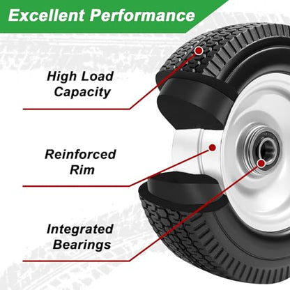 8-Inch Solid Tire Replacement - 2.50-4"Flat Free Tire and Wheel Heavy-Duty for Gorilla Carts, Yard Tractors, Wagons - Replacement Tires with 5/8" Bearings & 2.25" Offset Hub(2 Pack) - size: 8 Inch