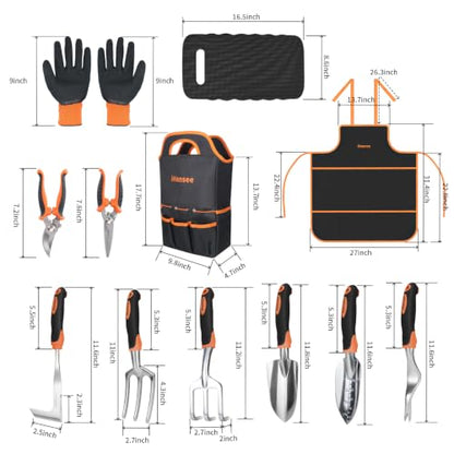 12-Piece Garden Tool Set, Aluminum Hand Tools with Tool Bag, Gardening Gift - color: black