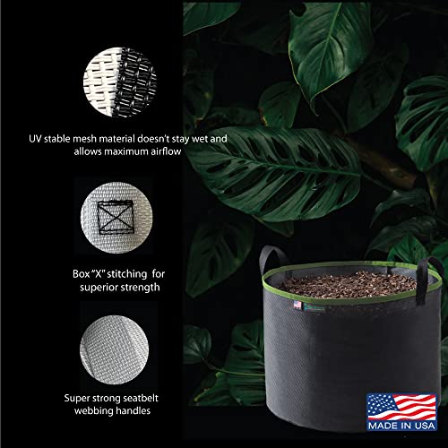 Grow Bag 20 Gallon Black, Planting Pots - Plant Grow Bags Pots Gardening Vegetable - Air Pruning Mesh Fabric Plant Container - with Handles - color: Black/Odgreen, size: 20 Gallon