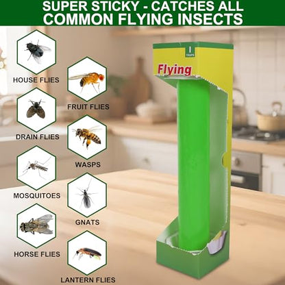 Fly Stick Sticky Fly Traps for Indoors Outdoor 4pk, Sticky Hanging Fly Stick, Flying Insect Trap, wasp Trap (Green 4PCS) - color: green 4PCS