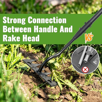 Weeding Rake for Gardening, 70 Inch Weed Puller Tool with Long Handle for Weeding Loosening Soil Cultivating Heavy Duty Metal 6 Tines Weeder for Backyard, Lawn, Garden Beds - size: 6tines
