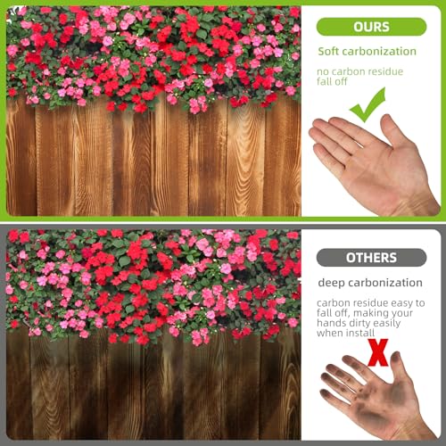 LINSHRY Wood Garden Edging Fence, Flower Bed Edging Borders, 8in H x 12ft L - size: 8in (H) x 12ft (L)