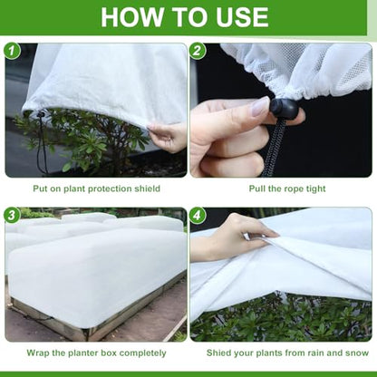 VitalCozy 4 Pcs Winter Plant Covers Freeze Protection 3.6 x 1.5 x 1.3 ft - color: White, size: 3.6 x 1.5 x 1.3 ft