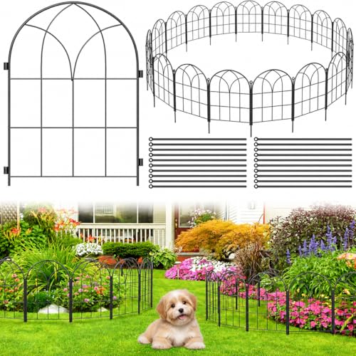 Decorative Garden Fence, 20 ft Rustproof No Dig Flower Bed Border 19 Pack - size: 19M-Arched Panels-20ft(L)x15.66" Arch H