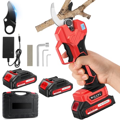 Electric Pruning Shears -1000W Brushless Motor Cutting 2 inch Diameter Professional Gardening Electric Shears,Heavy Duty Branch Pruner,2 * 2000mAh Batteries,2*Sk7 Blades, Perfect for Tree Trimming