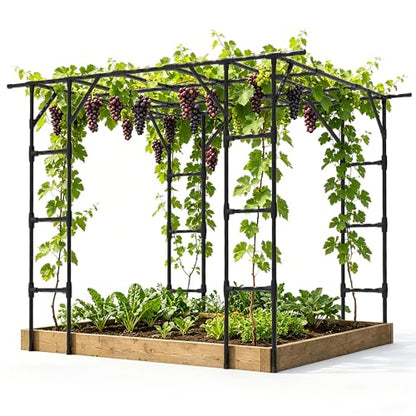 Grape Vine Trellis,Heavy Duty Metal Plant Support Trellis-113L*81W*96H in - size: 112.8（L）*80.4(W)*96(H) in