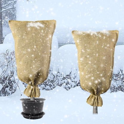 2 Pcs Burlap Winter Plant Cover Bags,40"x 24" Frost Cloth Freeze Protection - color: 24x40in-2pcs
