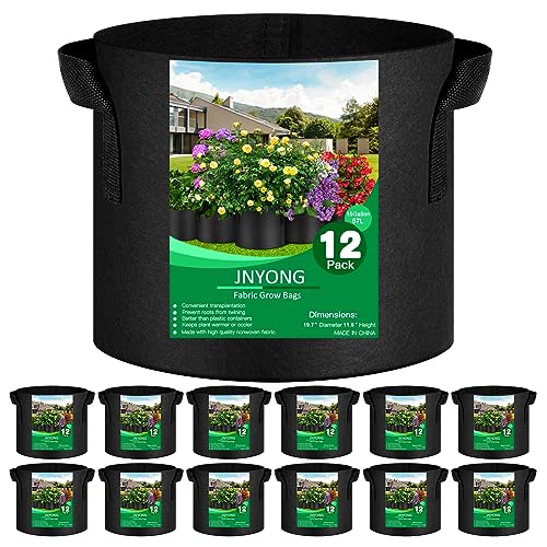 JNYONG 12-Pack 15 Gallon Thickened Non-Woven Grow Bags - size: 15 Gallons