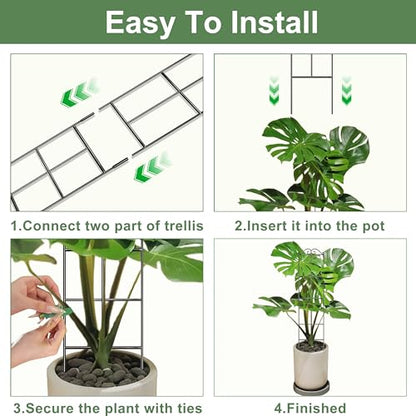 31.8'' Stackable Plant Trellis Indoor, Metal Trellis for Climbing Plants Indoor, House Plant Support with Soft Ties for Monstera Hoya Pothos, 4P - size: 31.8in/4p