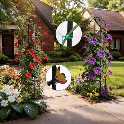 100% Metal Obelisk Garden Trellis 6.6 Feet Tall Sturdy Plant Support - size: 1PC