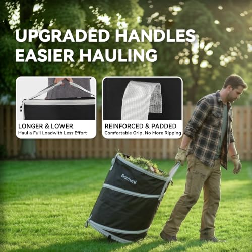 Rachmi Upgraded 40 Gallon Collapsible Trash Can 2-Pack Long Handle Black