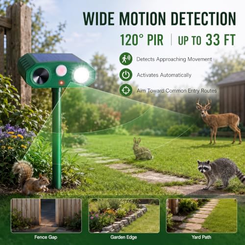 Solar Ultrasonic Animal Repellent, Deer & Rabbit Deterrent for Yard,4 Pack