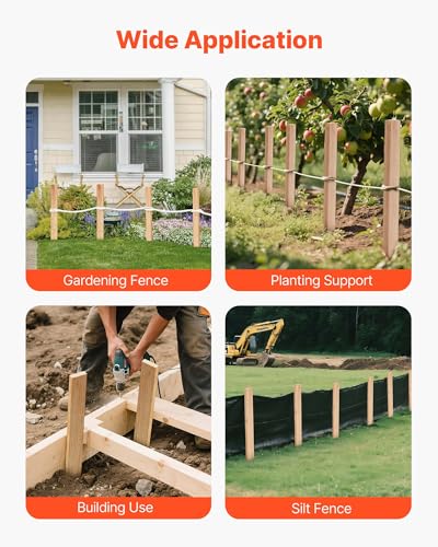 VEVOR Wooden Garden Stakes, 25 Pcs 24 x 0.5 x1.5 in Survey Grading Stakes, Garden Ground Stake with Sharp Point, Fir Wood Plant Support Stake, Sign Posts for Silt Fence Backyard Boundaries Baselines - style: 0.5 x 1.5 x 24in+25pcs