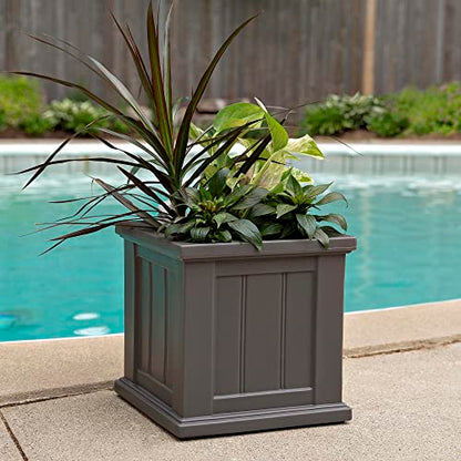 Mayne Cape Cod 14in Square Planter - Graphite Grey - 14in x 14in x 14in - Polyethylene - Built-in Water Reservoir (4836-GRG) - color: Graphite Gray, size: 14in