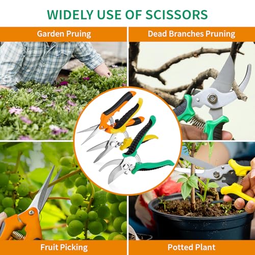 Garden Pruning Shears 3 Pack Gardening Shears Garden Scissors Stainless Steel Plant Flower Scissors Clippers Pruning Shears tijeras de jardinería - color: Multicolor