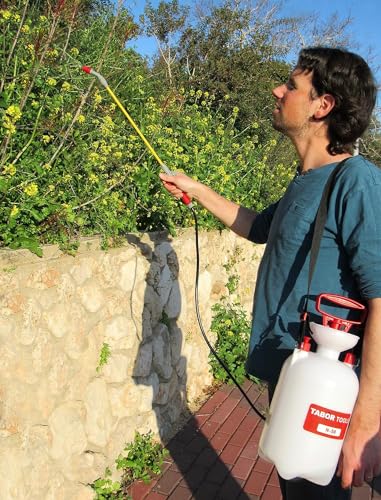 TABOR TOOLS 1.3 Gallon sparayer for Lawn and Garden. Pump Pressure with Pressure Relief Valve, Adjustable Shoulder Strap, and Adjustable Wand Nozzle. N50A - size: 1.3 G + wand